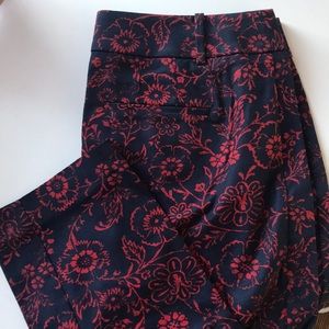 Patterned navy/red LOFT Riviera pant in Julie fit